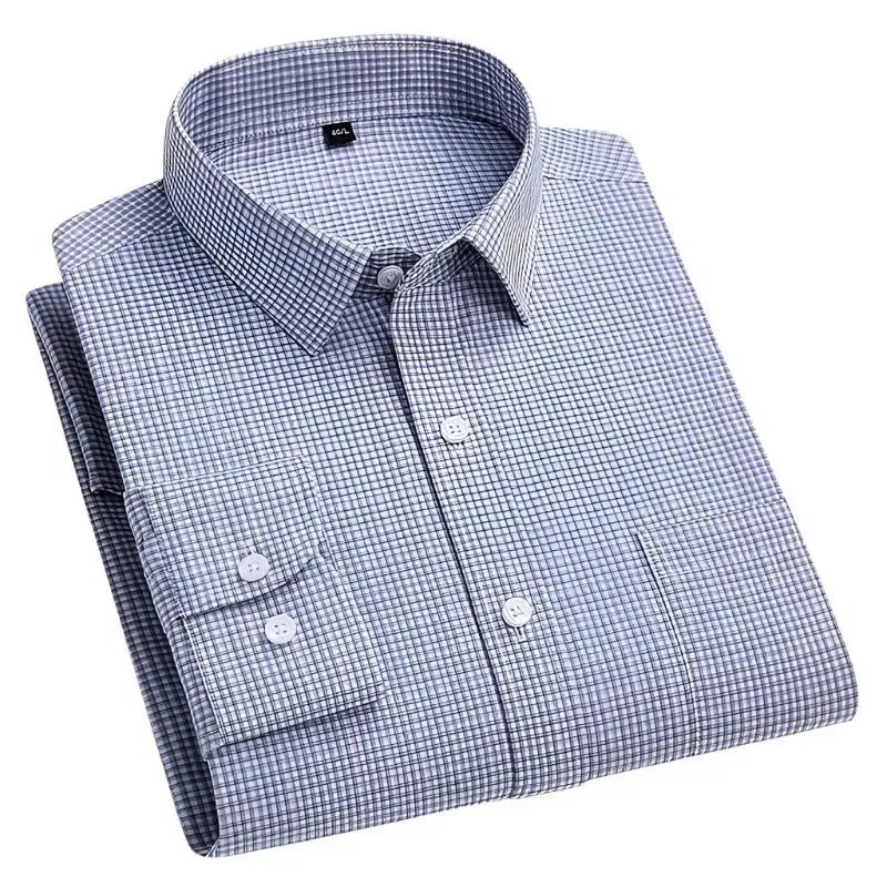 Men's Small Square Check Shirt-Men Shirts-LeStyleParfait