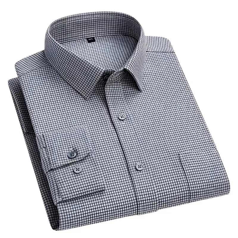 Men's Small Square Check Shirt-Men Shirts-LeStyleParfait