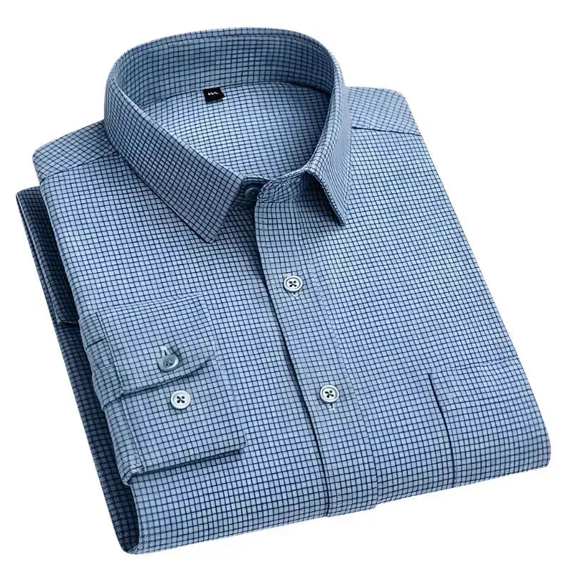 Men's Small Square Check Shirt-Men Shirts-LeStyleParfait