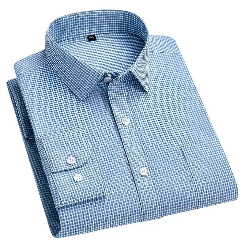 Men's Small Square Check Shirt-Men Shirts-LeStyleParfait