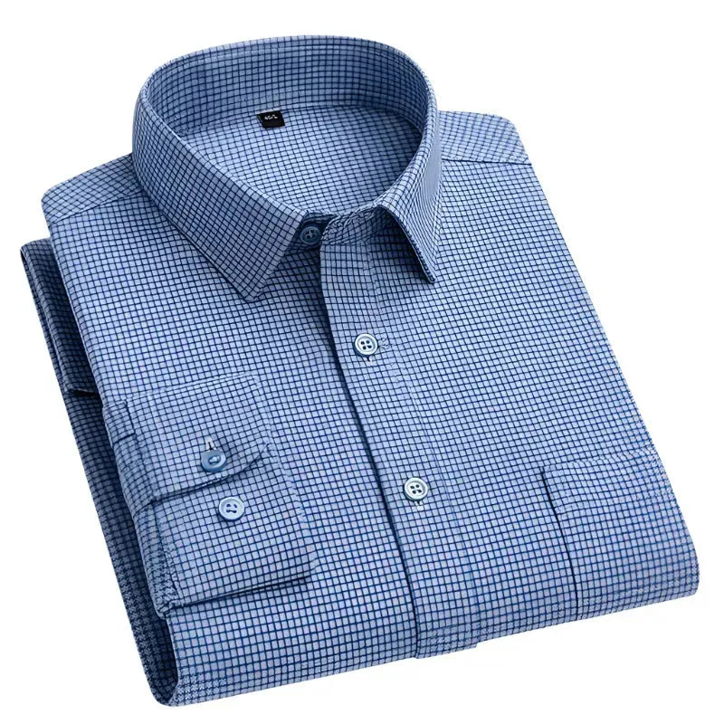 Men's Small Square Check Shirt-Men Shirts-LeStyleParfait