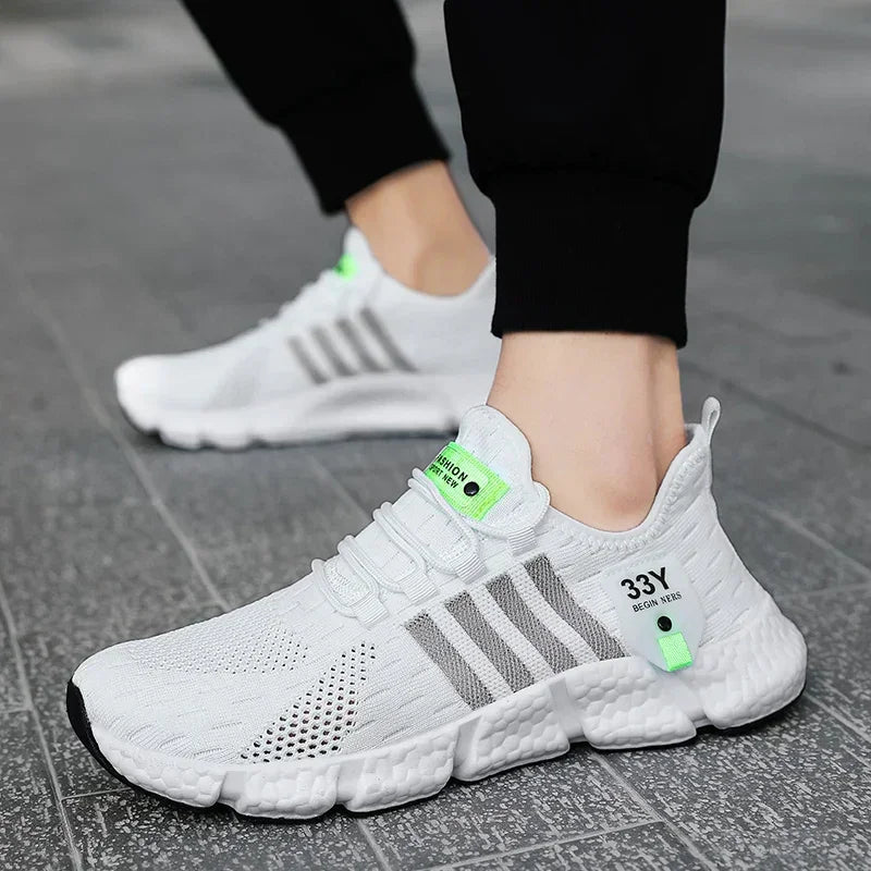 Men's Sneakers - Low-Top Flat Sneakers - Lace-Up Summer Sneakers
