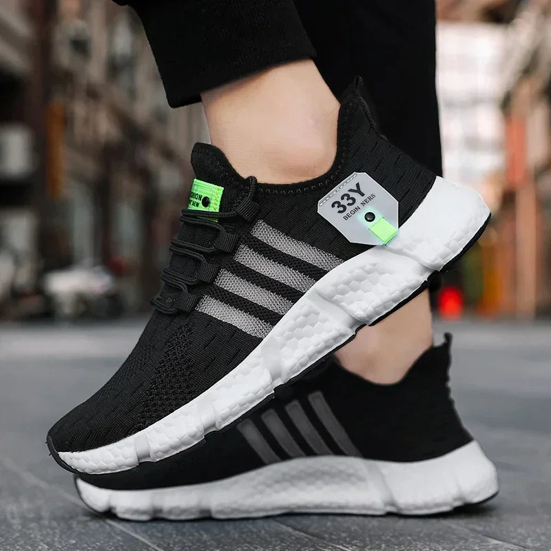 Men's Sneakers - Low-Top Flat Sneakers - Lace-Up Summer Sneakers