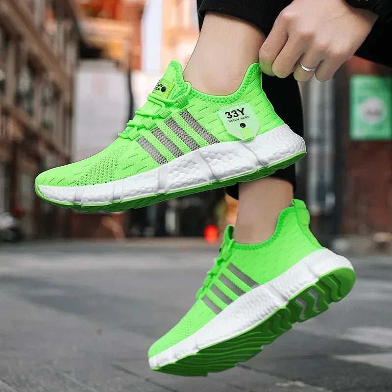 Men's Sneakers - Low-Top Flat Sneakers - Lace-Up Summer Sneakers