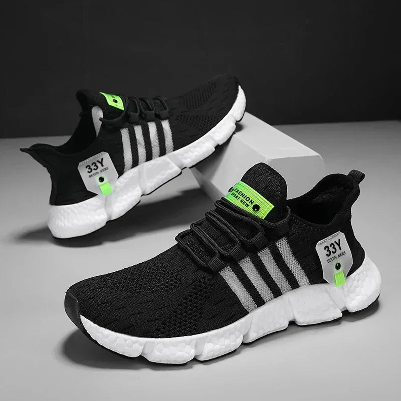 Men's Sneakers - Low-Top Flat Sneakers - Lace-Up Summer Sneakers