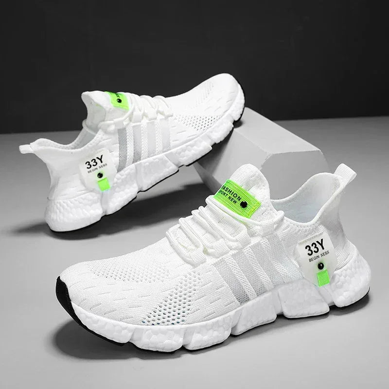 Men's Sneakers - Low-Top Flat Sneakers - Lace-Up Summer Sneakers