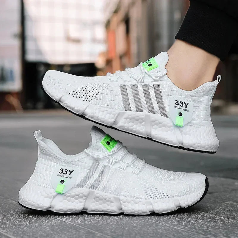 Men's Sneakers - Low-Top Flat Sneakers - Lace-Up Summer Sneakers