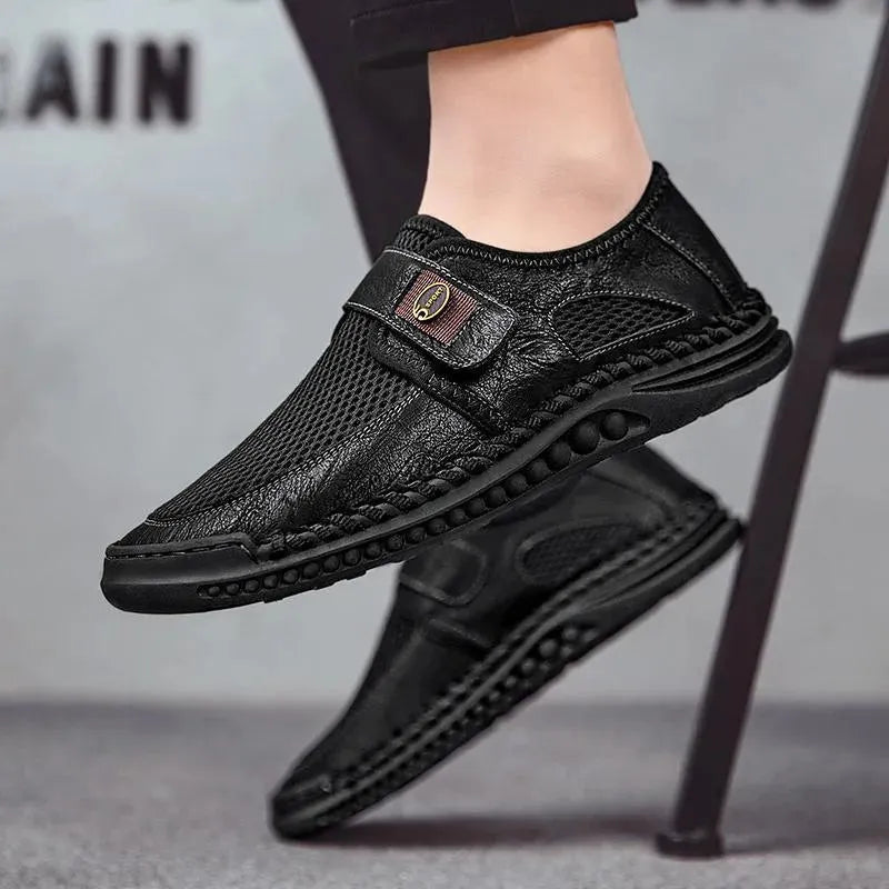 Men's Sneakers - Low-Top Sneakers Shoes - Slip-On Hook-Loop All-Season Shoes