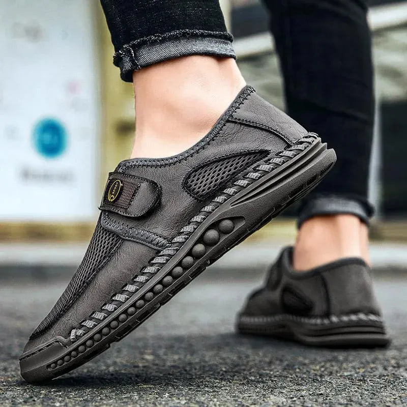 Men's Sneakers - Low-Top Sneakers Shoes - Slip-On Hook-Loop All-Season Shoes