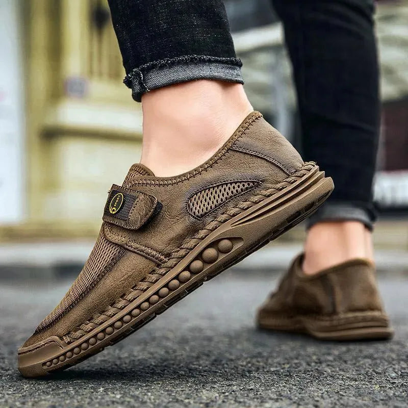 Men's Sneakers - Low-Top Sneakers Shoes - Slip-On Hook-Loop All-Season Shoes