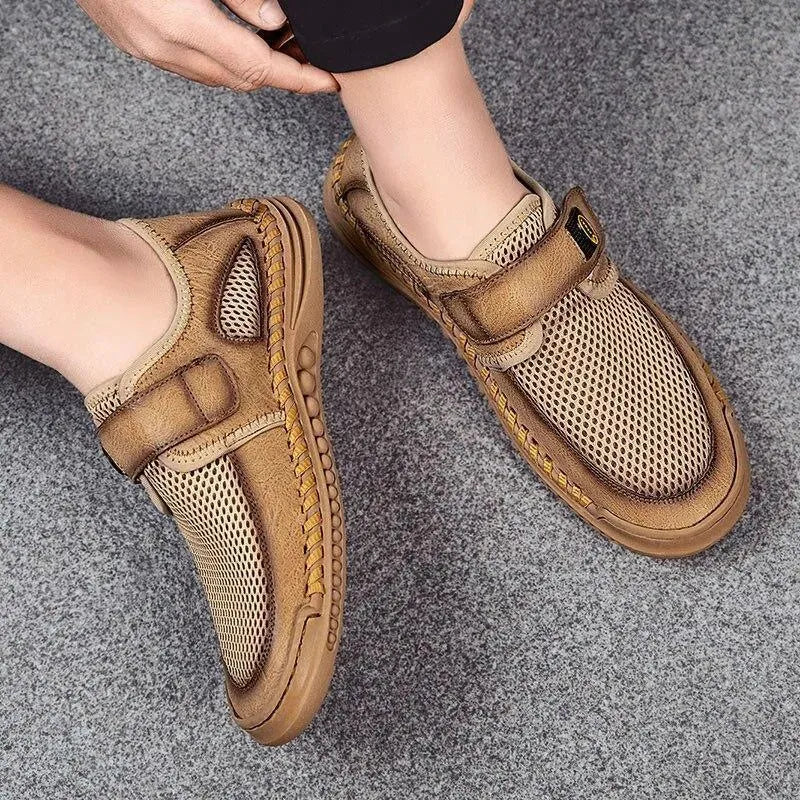 Men's Sneakers - Low-Top Sneakers Shoes - Slip-On Hook-Loop All-Season Shoes