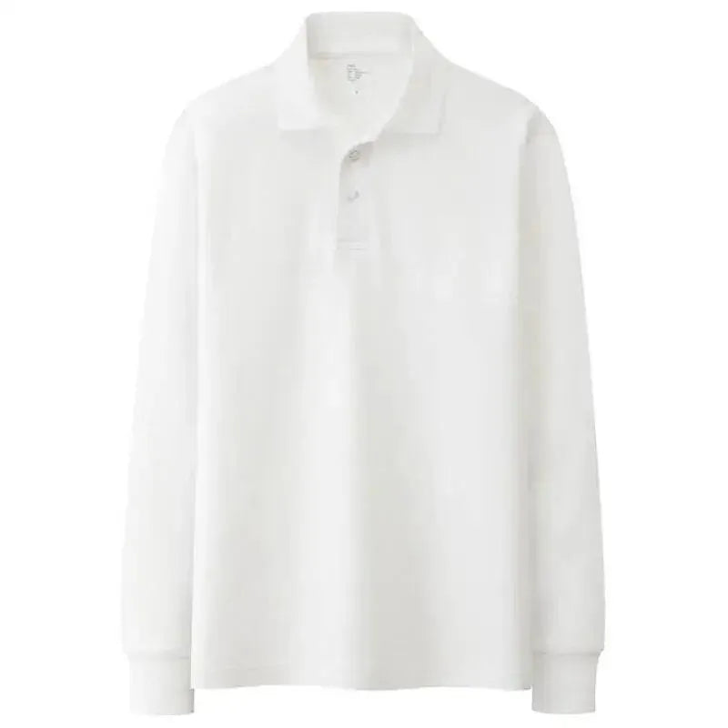 Men's Solid Long Sleeve Polo Shirt-Men Shirts-LeStyleParfait