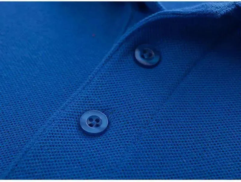 Men's Solid Long Sleeve Polo Shirt-Men Shirts-LeStyleParfait