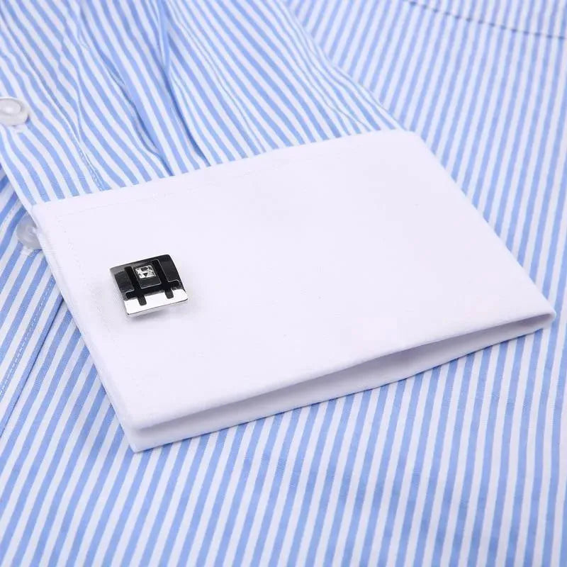 Men's Striped Formal Dress Shirt-Men Shirts-LeStyleParfait
