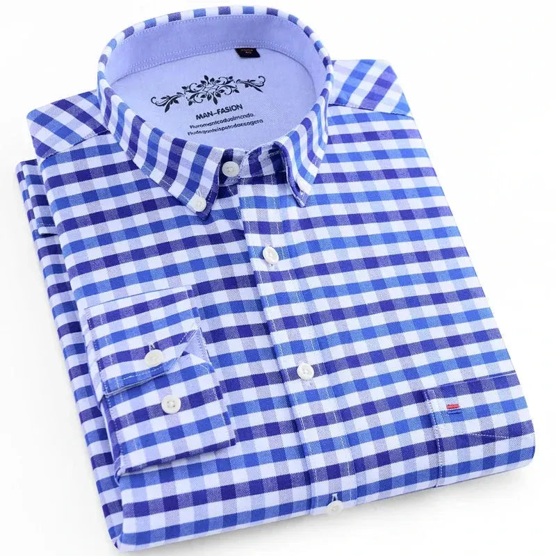 Men's Striped Oxford Shirt-Men Shirts-LeStyleParfait