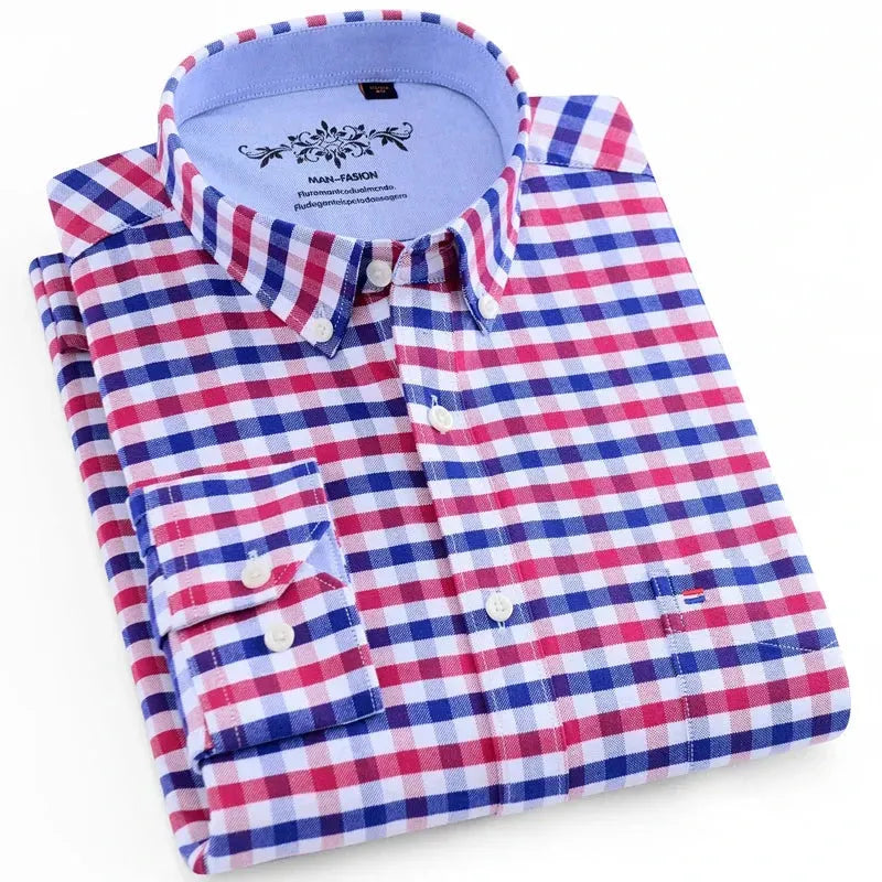 Men's Striped Oxford Shirt-Men Shirts-LeStyleParfait