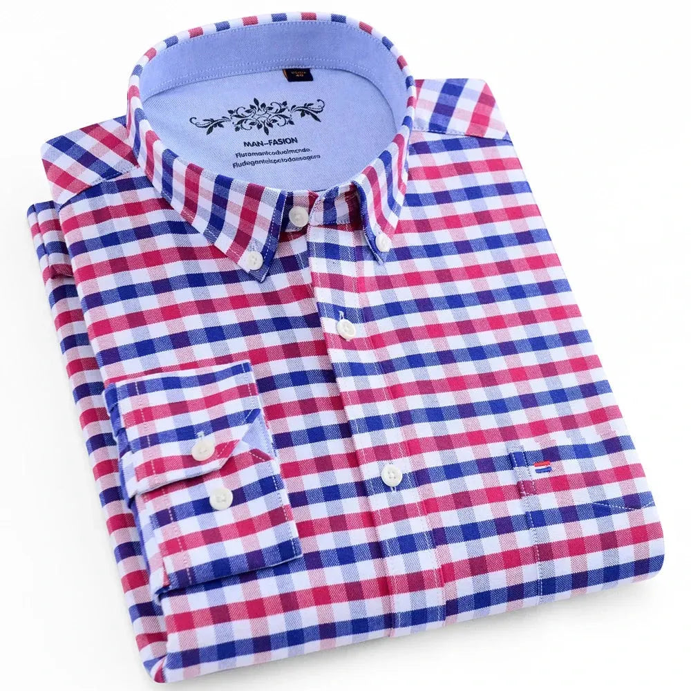 Men's Striped Oxford Shirt-Men Shirts-LeStyleParfait