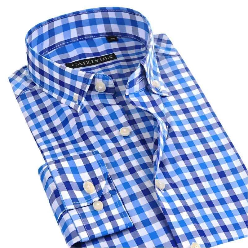 Men's Striped Print Dress Shirt-Men Shirts-LeStyleParfait