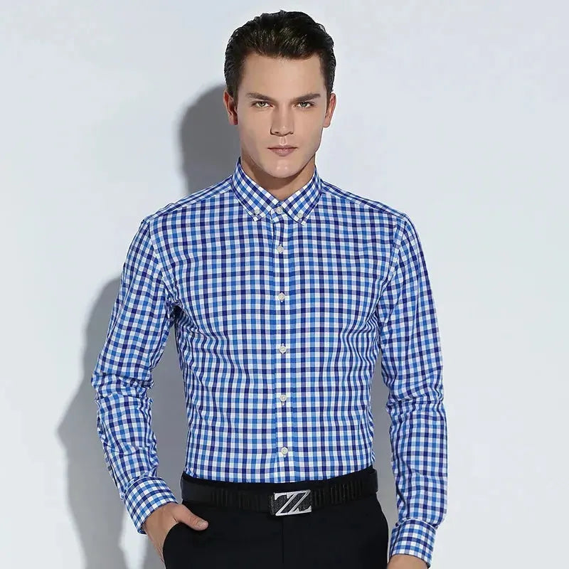 Men's Striped Print Dress Shirt-Men Shirts-LeStyleParfait