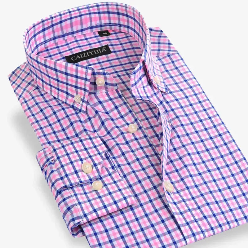 Men's Striped Print Dress Shirt-Men Shirts-LeStyleParfait
