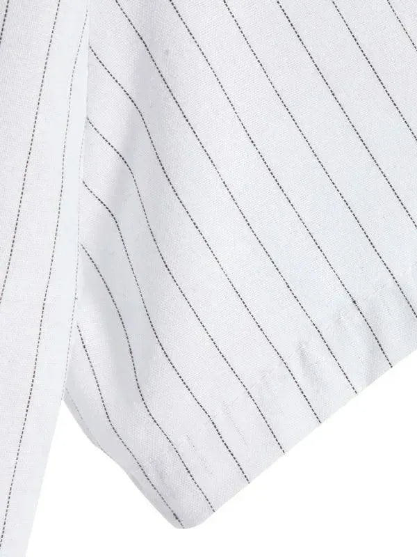 Men's Striped Short Sleeve Shirt-Men Shirts-LeStyleParfait