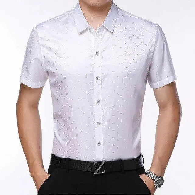 Men's Striped Silk Shirt-Men Shirts-LeStyleParfait