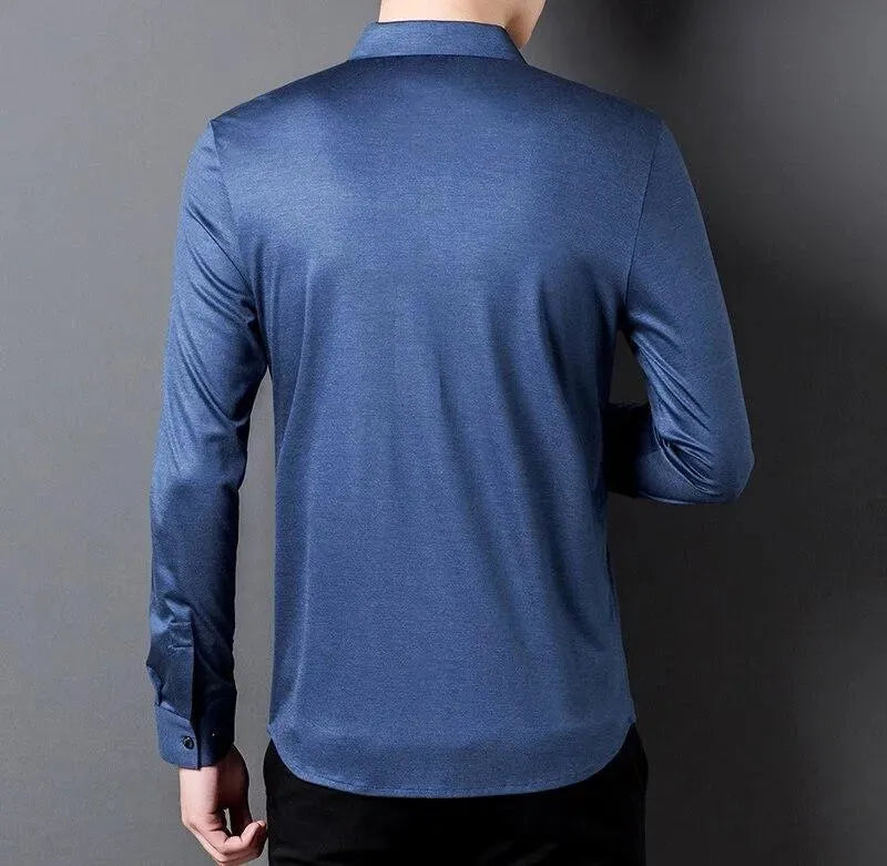 Men's Strummer Satin Dress Shirt-Men Shirts-LeStyleParfait