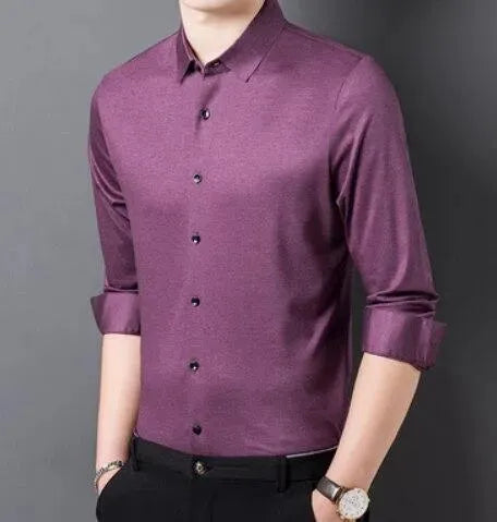 Men's Strummer Satin Dress Shirt-Men Shirts-LeStyleParfait