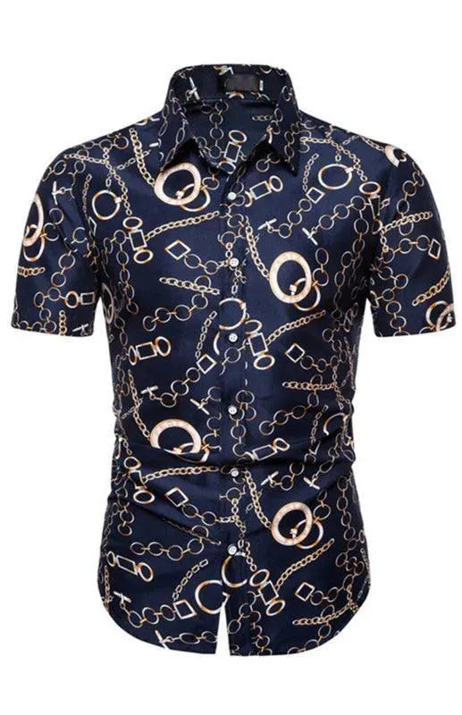 Men's Summer Short Sleeve Printed Shirt-Men Shirts-LeStyleParfait