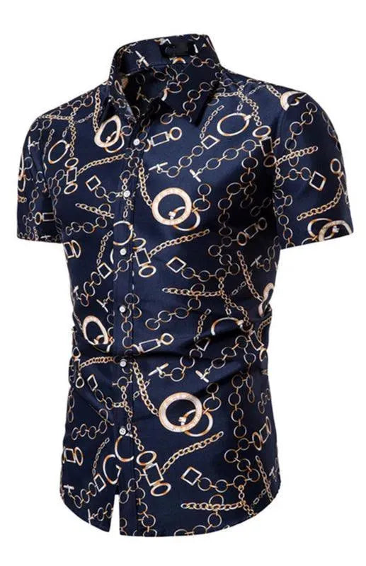 Men's Summer Short Sleeve Printed Shirt-Men Shirts-LeStyleParfait