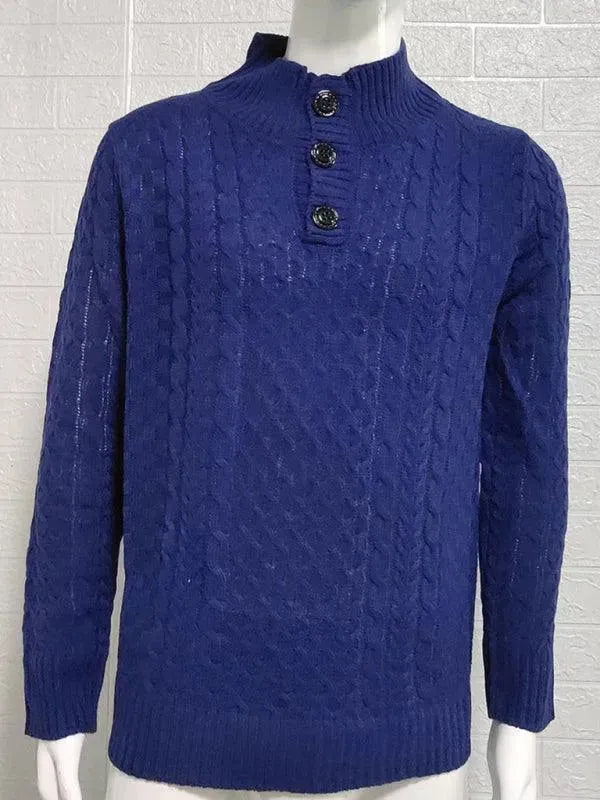 Men’s Turtleneck Pullover Sweater – Cable Knit
