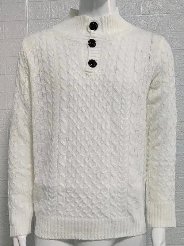 Men’s Turtleneck Pullover Sweater – Cable Knit