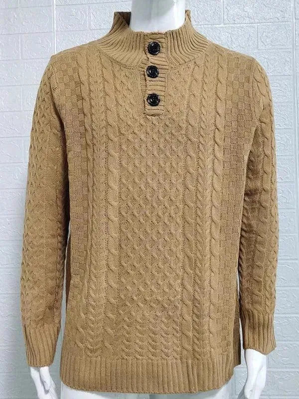 Men’s Turtleneck Pullover Sweater – Cable Knit