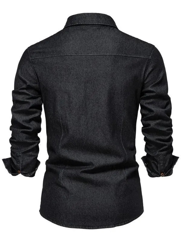 Men's Two Pocket Denim Shirt-Men Shirts-LeStyleParfait