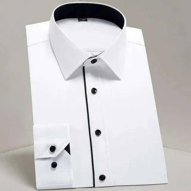 Men's Vintage Formal Dress Shirt-Men Shirts-LeStyleParfait