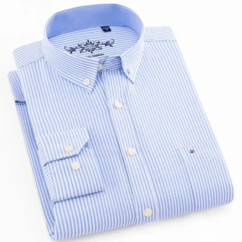 Men's Wide Striped Slim Fit Shirt-Men Shirts-LeStyleParfait