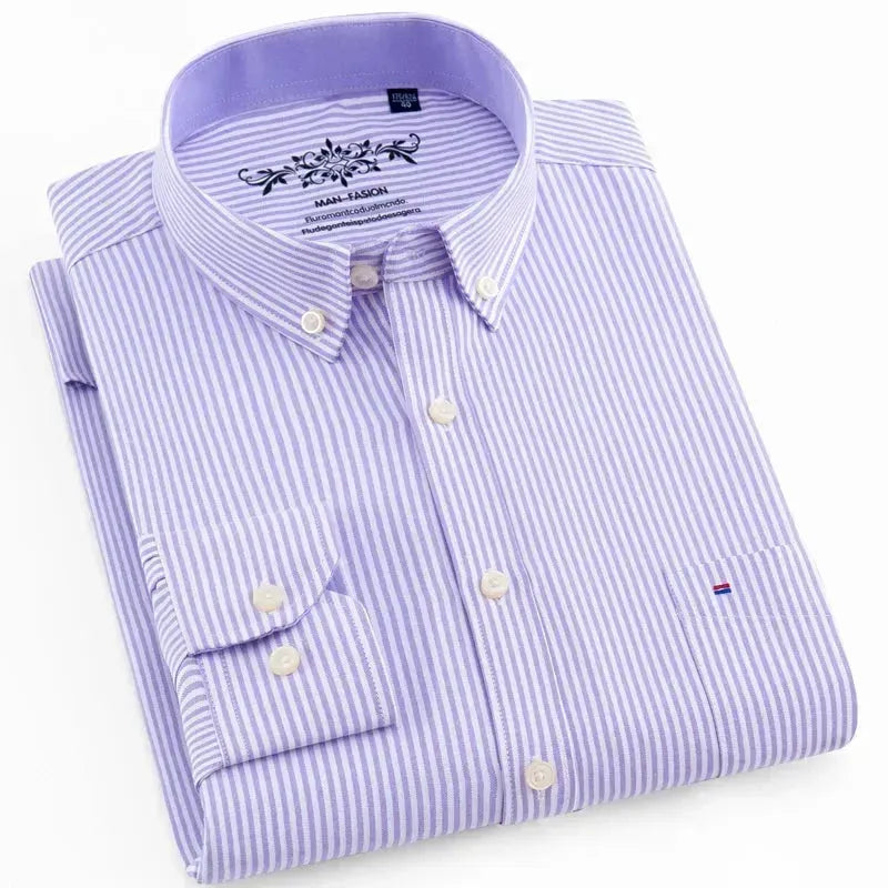 Men's Wide Striped Slim Fit Shirt-Men Shirts-LeStyleParfait