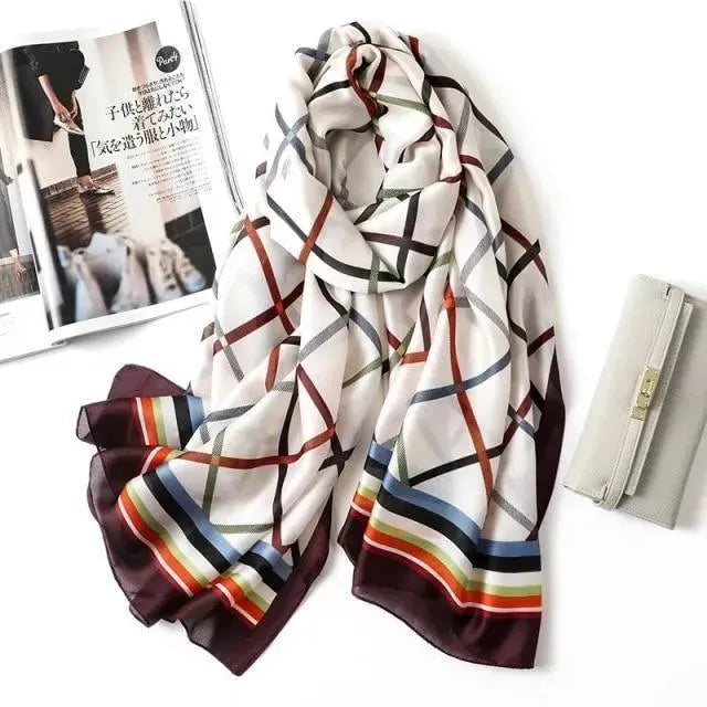 LeStyleParfait Women's Scarves & Shawls Stylish Wrap Scarf Printed Silk Satin -Scarf