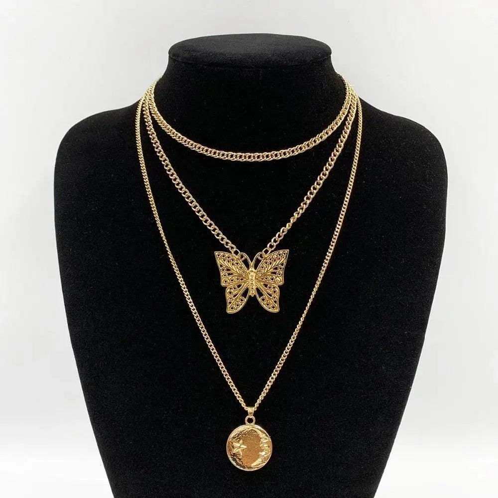 Multi-Layered Butterfly Pendant Necklace - Pendant Necklace - LeStyleParfait