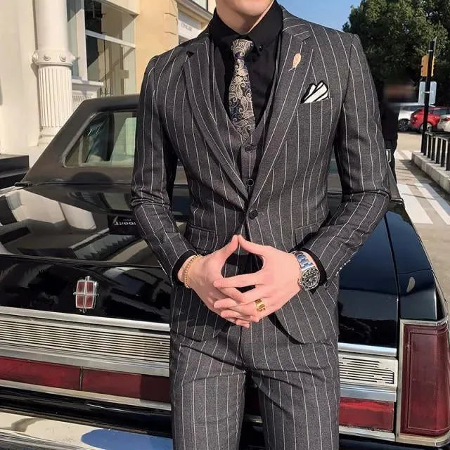 Formal Striped Three Piece Suit - Three Piece Suit - LeStyleParfait