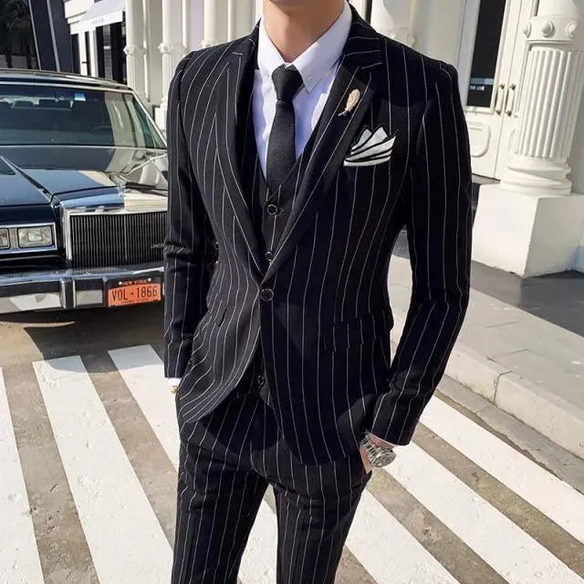 Formal Striped Three Piece Suit - Three Piece Suit - LeStyleParfait