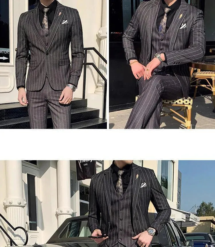 Formal Striped Three Piece Suit - Three Piece Suit - LeStyleParfait