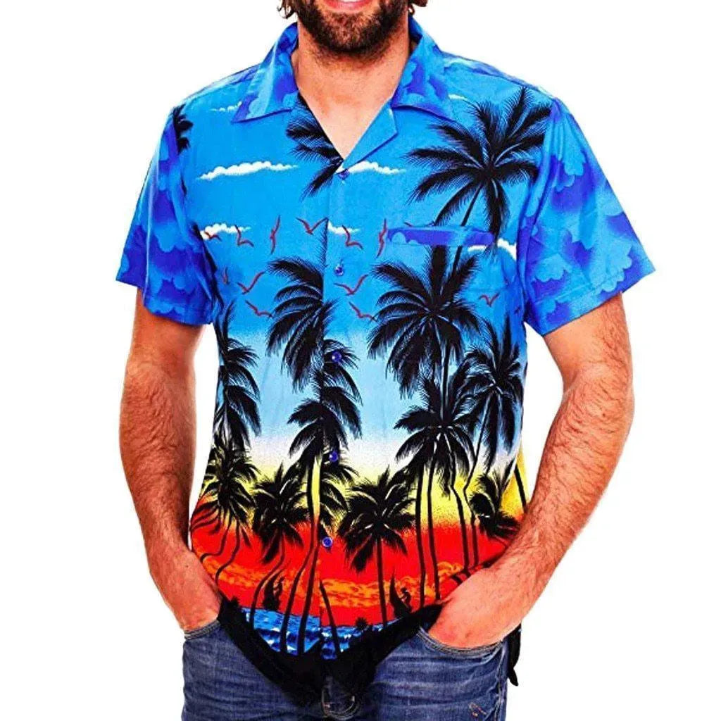 Palm Tree Hawaiian Shirt For Men-Men Shirts-LeStyleParfait