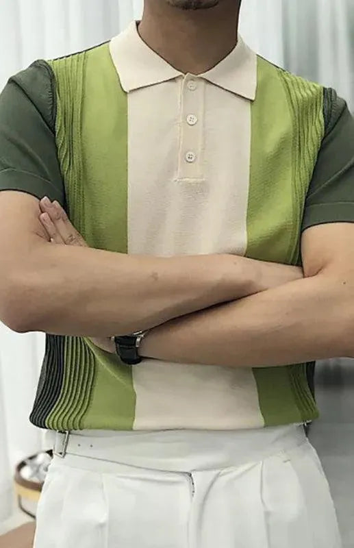 Patchwork Solid Polyester Polo Shirt for General - All-Season Everyday-Polo Shirt-LeStyleParfait