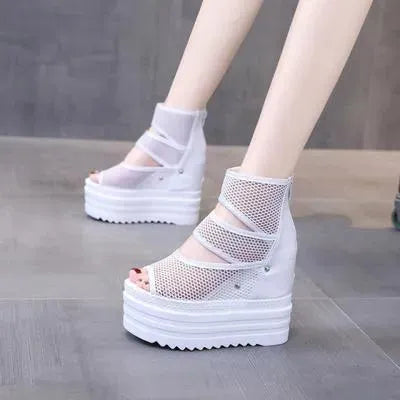 Peep Toe Ankle Wedge Shoes - Wedge Shoes - LeStyleParfait
