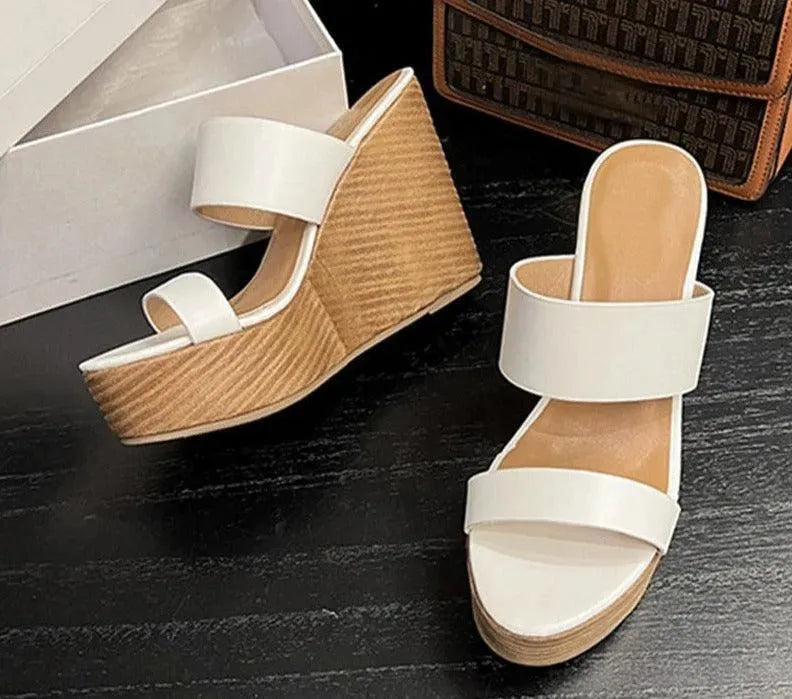Peep Toe Wedge Sandal Shoes - Wedge Shoes - LeStyleParfait