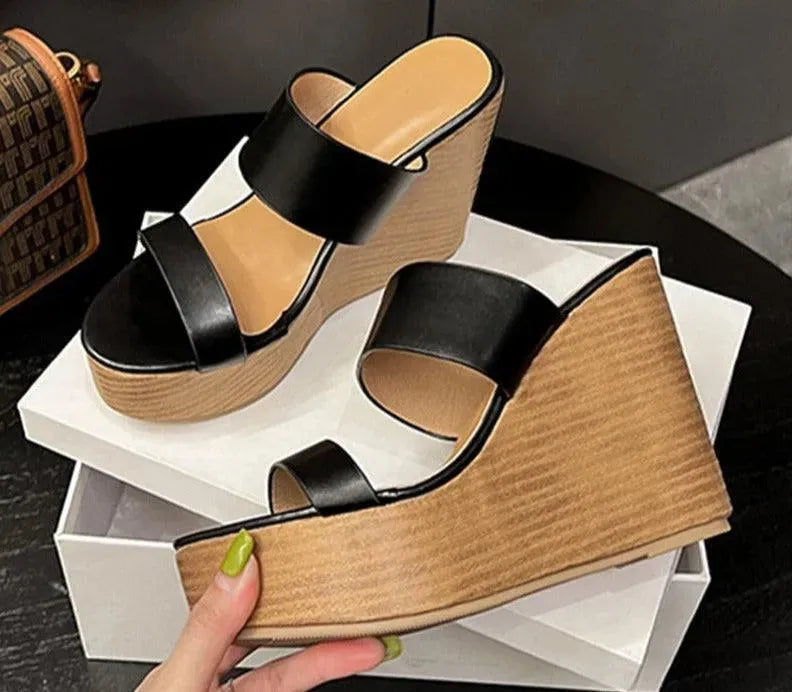 Peep Toe Wedge Sandal Shoes - Wedge Shoes - LeStyleParfait