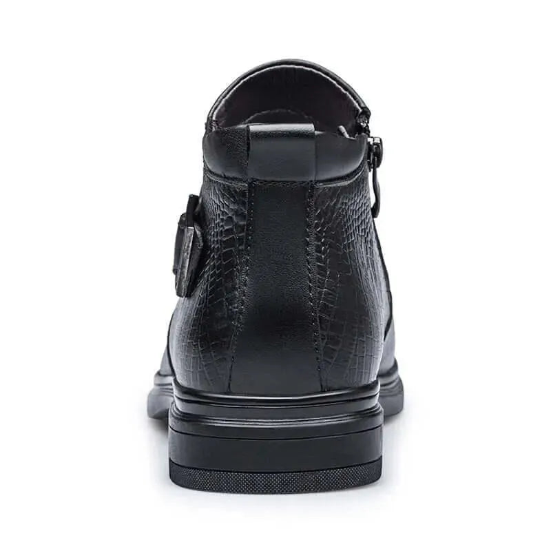 Philippe - Alligator Pattern Leather Ankle Boots - Boots - LeStyleParfait
