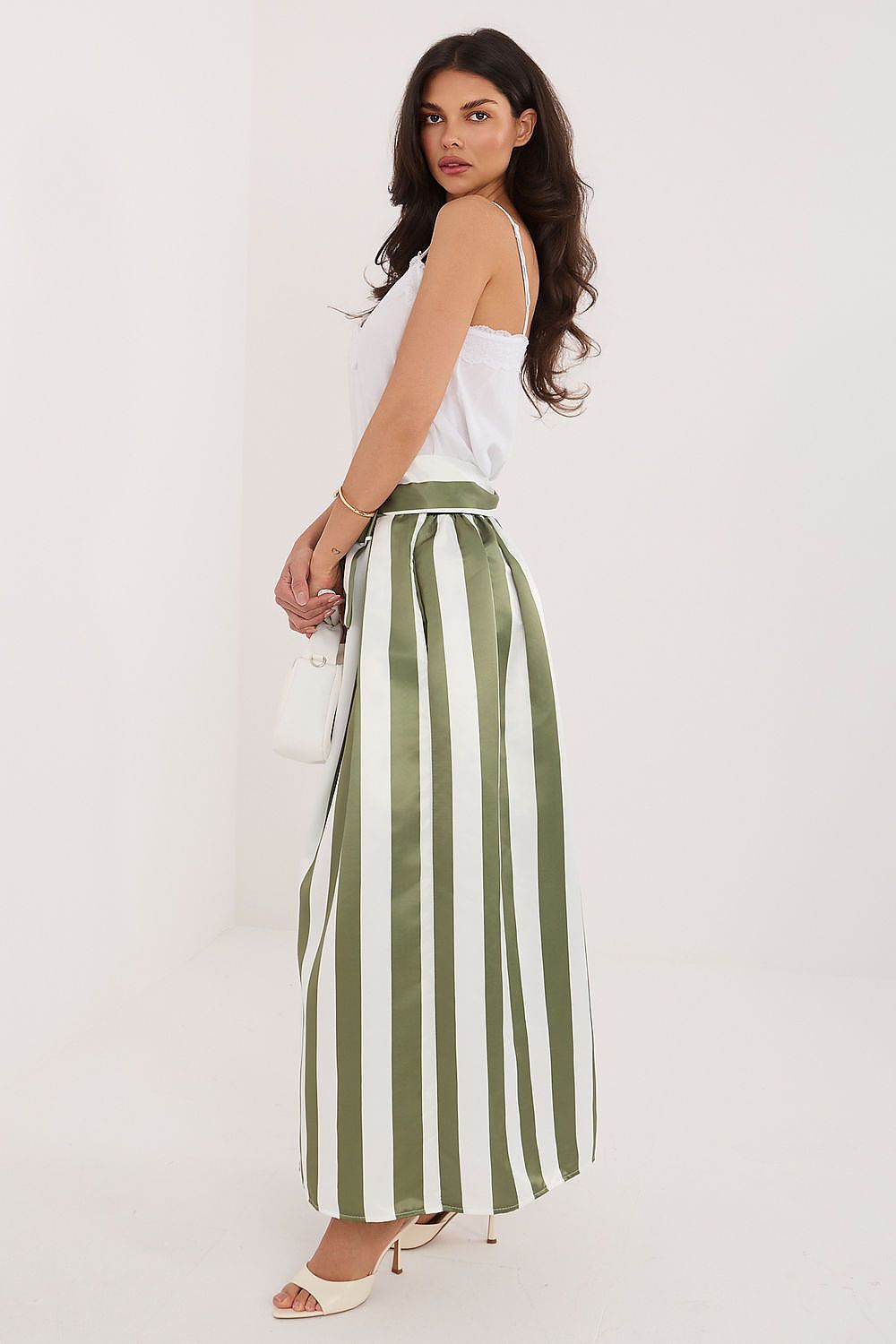 Pinstripe Belted Midi Skirt-Women's Skirt-LeStyleParfait