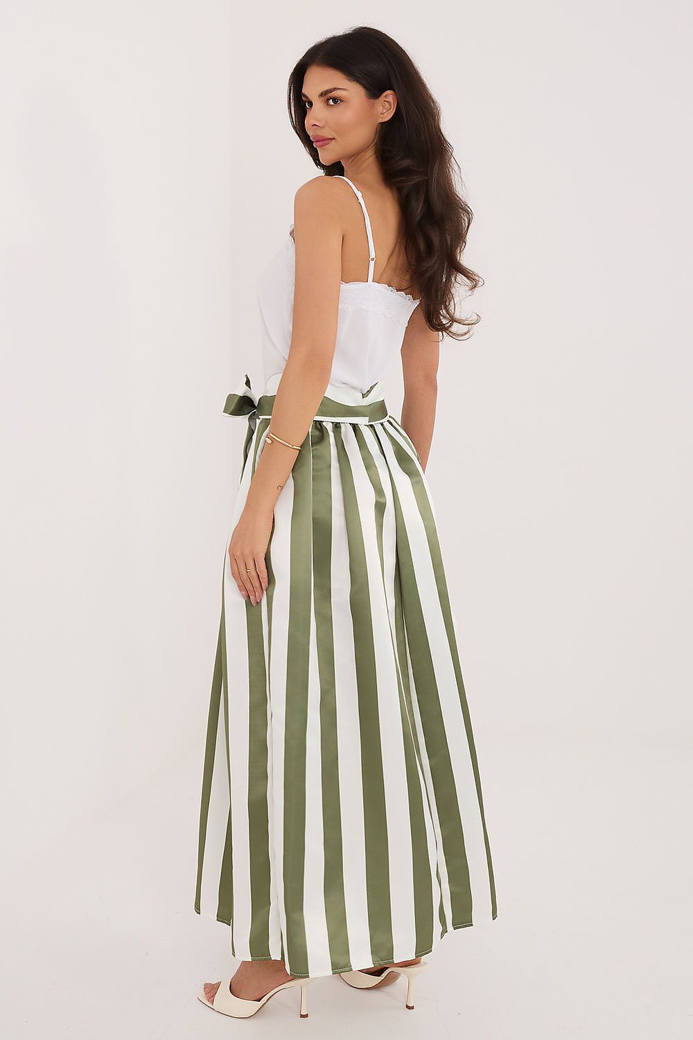 Pinstripe Belted Midi Skirt-Women's Skirt-LeStyleParfait
